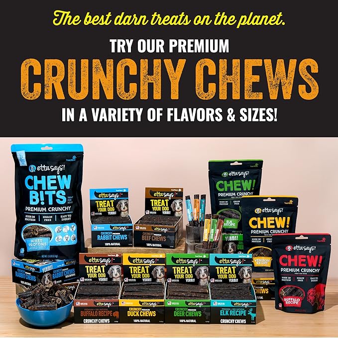etta says! Premium Crunchy Dog Chews 7” Variety Pack - Grain-Free Dog Treats, Good for Teeth, Easy to Digest - Made in The USA (12 Count Pack of 1)