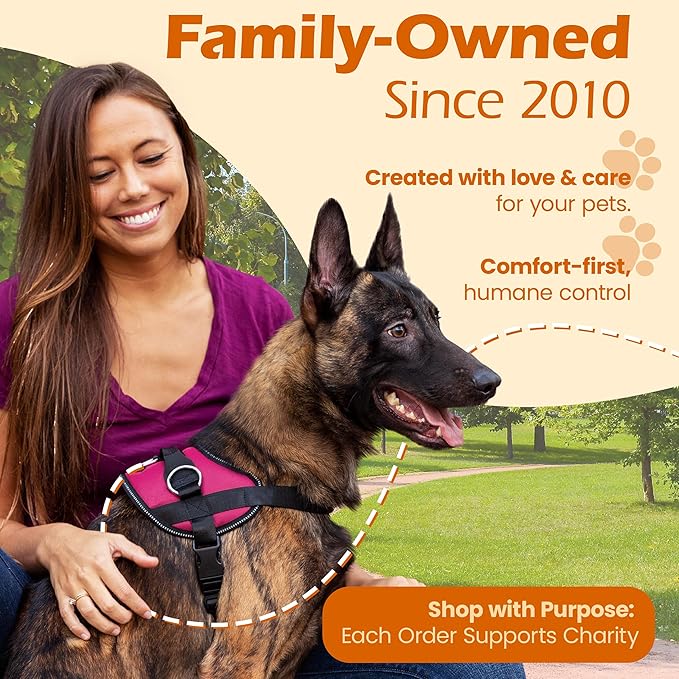Bark Appeal Pink No-Pull Dog Harness for Extra Large Sized Pets – Adjustable, Reflective Vest with 3 Leash Clips for Added Control, Easy Walks & Training – XXL