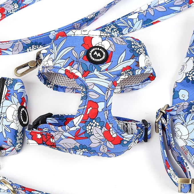 Angie and Allie Organic Cotton Dog Harness,No Pull Pet Harness with Leash D-Ring,Adjustable Soft Padded Dog Vest,Comfortable,Sustainable,Breathable and Stylish for Your Canine Companion