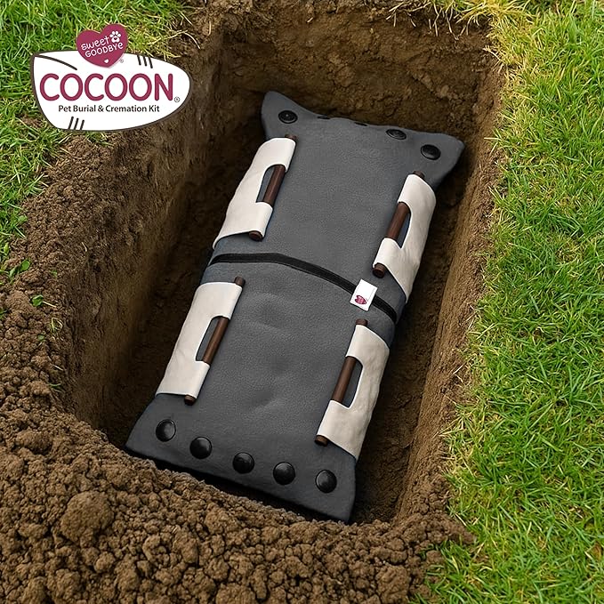 Cocoon® - Eco-Friendly Pet Burial & Cremation Ceremony Kit (Premium Wool) - Casket for Dogs and Cats – Size for Every Breed (Choose Size & Color) (XL, Grey)