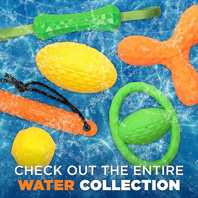 Playology Hound2O Dog Toys | Squeaky Tug Ball Toy for Tug of War | Green Floating Outdoor Toy - Easy to Clean and Made from Non Toxic Materials