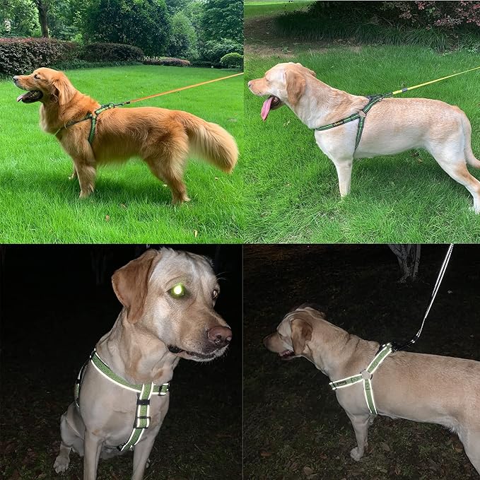 Dog Harness, No Pull, Reflective, Adjustable, Stops Pets from Pulling and Choking, Medium/Large, Blue, XL
