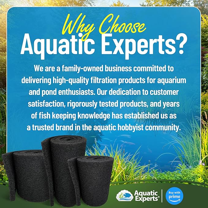 Aquatic Experts Classic Koi Pond Filter Pad COARSE – Bulk Roll Pond Filter Media, Rigid Ultra-Durable Latex Coated Fish Pond Filter Material US (16" x 56", Coarse (Black))