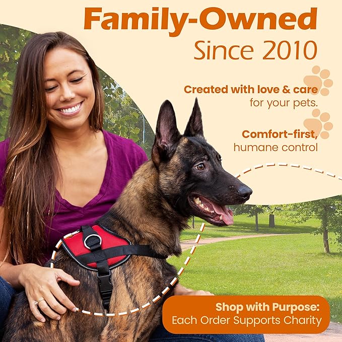 Bark Appeal Red No-Pull Dog Harness for Extra Large Sized Pets – Adjustable, Reflective Vest with 3 Leash Clips for Added Control, Easy Walks & Training – XXL