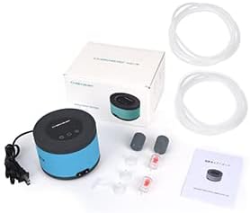 Aquarium Air Pump Dual Outlets, Super Quite Fish Tank Air Pump 20-600 Gallons, 5W 110V Adjustable High Output Silent Oxygen Aerator Pump with Air Stone Airline Tubing Check Valve Accessories