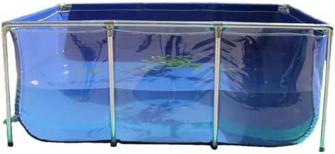 Large Outdoor Fish Breeding Tank - PVC Canvas Backyard Aquarium Pool Pond with Steel Frame & Transparent Viewing Panel, Drain Valve for Easy Maintenance
