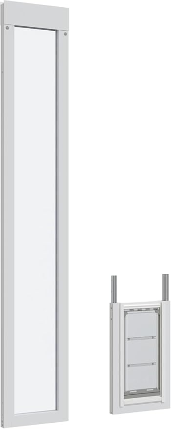 Endura Flap Pet Door for Vinyl Sliding Glass Doors | Dual-Flap Extreme Weather Design | Insulated, Energy-Efficient Dog Door with Locking Security | White, Medium Flap, 93.25"-96.25" Slider Height