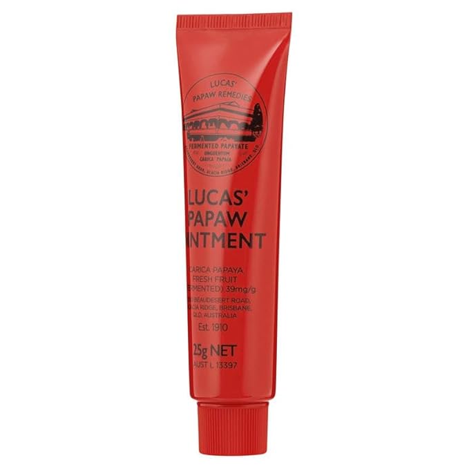 Lucas Papaw Ointment 25g - Soothing Lip and Skin Healing Balm with Fresh Fermented Carica Papaya, Natural Ingredients, Suitable for All Skin Types - Made in Australia