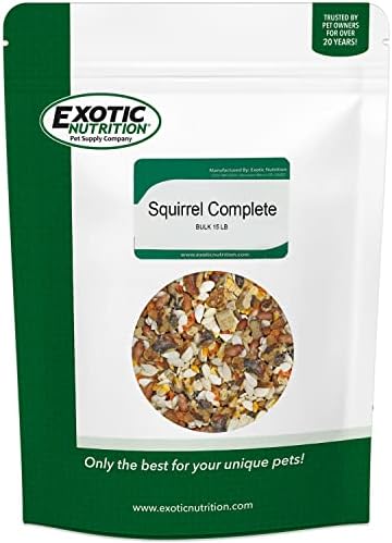 Exotic Nutrition Squirrel Complete (15 lb.) - Healthy Natural Food for Pet & Captive Squirrels - Ground, Grey, and Flying Squirrels, & Chipmunks