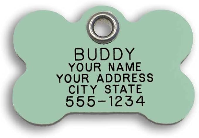 LuckyPet Plastic Pet ID Tags - Dog Personalized IDs - Durable Engraved Name Noiseless Tag - Suitable for Dogs and Cats - Outlasts Most Aluminum Tags - Medium, Mint Bone