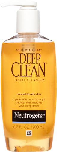 Neutrogena Deep Clean Daily Facial Cleanser with Beta Hydroxy Acid for Normal to Oily Skin, Alcohol-Free, Oil-Free & Non-Comedogenic, 6.7 fl. oz