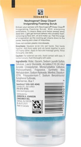 Neutrogena Deep Clean Invigorating Foaming Facial Scrub | Cooling Gel | With Glycerin | Removes Dirt & Oil | 4.2 fl. oz Pack of 2