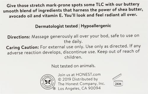 The Honest Company Mama Rock Bump Body Butter Moisturizing Stretch Mark Cream,Shea Avocado Oil,Vitamin E,Hypoallergenic and Dermatologist Tested,4 oz,(Pack of 2)