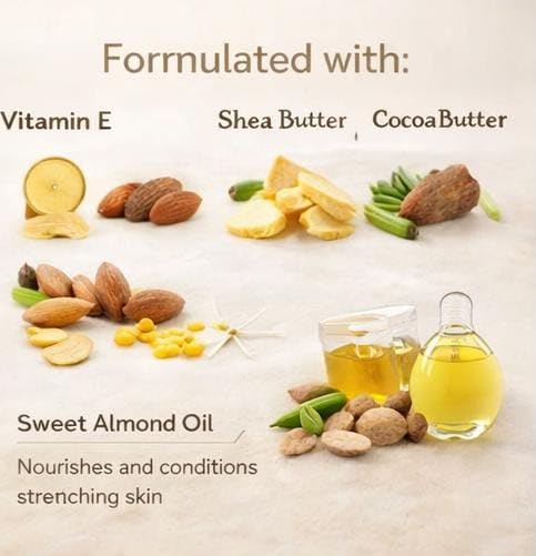 Best Effective Cream for Stretch Marks and Scars, Vitamin (E+C+A), Moisturizing Skin Support for Belly, Hips & Thighs – 5 oz