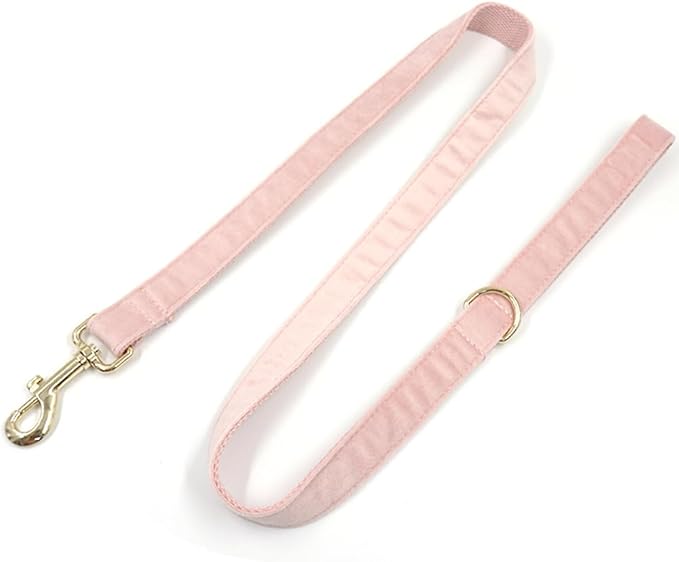 PETDURO Custom Dog Collar Personalized with Name Engraved Quick Release Rose Gold Metal Buckle for Large Medium Small Girl Dogs - Dog Leash and Bow Tie Available - Soft Comfy Velvet (Pink, S)
