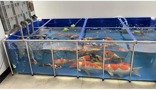 Large Backyard Fish Pond with Transparent Viewing Panel, Durable PVC Canvas, Sturdy Steel Frame, Easy Drain Valve - Perfect Outdoor Aquarium for Fish Breeding