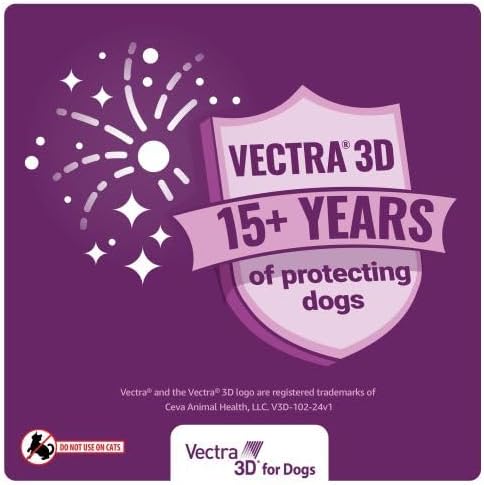 Vectra 3D for Dogs Flea, Tick & Mosquito Treatment & Prevention for Medium Dogs (21 – 55 lbs) , 6 month supply