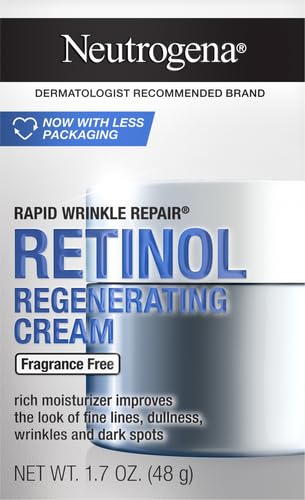 Neutrogena Rapid Wrinkle Repair, Retinol Face Moisturizer, Daily Anti-Aging Neck & Face Cream with Hyaluronic Acid, Retinol Cream, Fragrance-Free, Fades Fine Lines, Wrinkles and Dark Spots, 1.7 oz