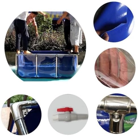Flexible PVC Canvas Fish Breeding Tank with Steel Frame, Easy Assembly Aquatic Pets Pool, Backyard Pond with Clear Viewing Window - 50x40x30cm