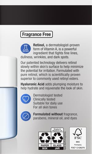 Neutrogena Rapid Wrinkle Repair, Retinol Face Moisturizer, Daily Anti-Aging Neck & Face Cream with Hyaluronic Acid, Retinol Cream, Fragrance-Free, Fades Fine Lines, Wrinkles and Dark Spots, 1.7 oz