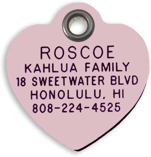 LuckyPet Durable Plastic Pet ID Tag, Outlasts Cheap Aluminum Tags for The Same Price, Custom Engraved, Large Pink Heart