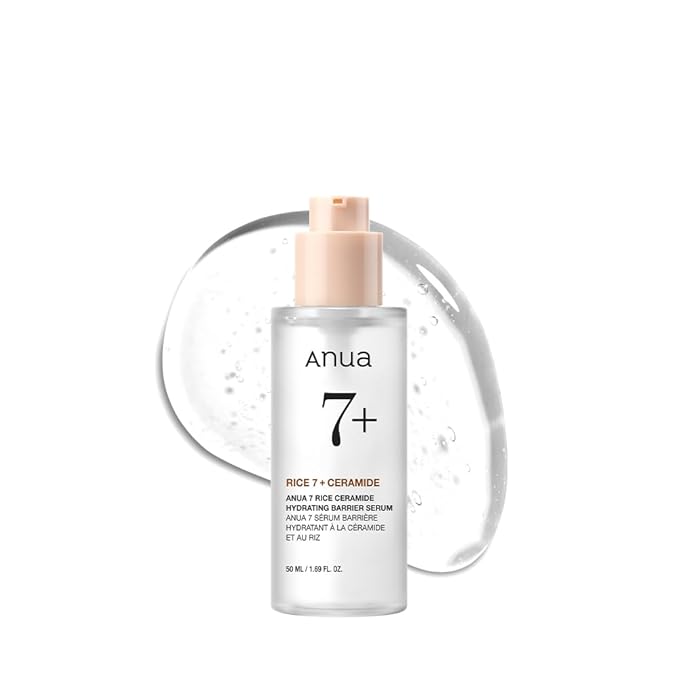 Anua Rice Ceramide 7 Hydrating Barrier Serum, Moisturizing Face Serum, Non-comodogenic, Hyaluronic Acid, Niacinamide, Lightweight, Fragrance Free, Sensitive Dry Skin, Korean Skincare, 1.69 fl oz