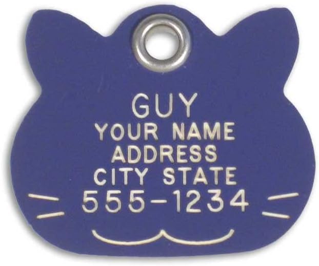 LuckyPet Plastic Pet ID Tags - Dog Personalized IDs - Durable Engraved Name Noiseless Tag - Suitable for Dogs and Cats - Outlasts Most Aluminum Tags - Large, Purple Cat