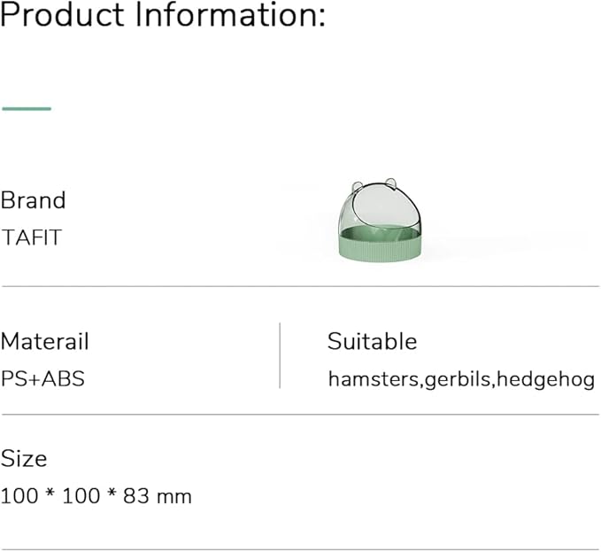 Cute Hamster Food Bowl Hedgehog Dish for Dwarf Hamsters, Syrian Hamsters, Gerbils, Mice, Rats, Small Animals, Green