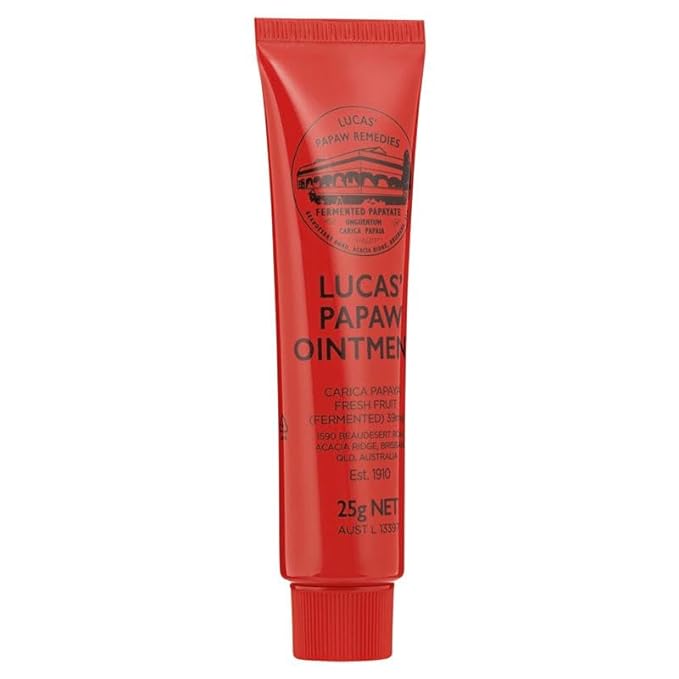 Lucas Papaw Ointment 25g - Soothing Lip and Skin Healing Balm with Fresh Fermented Carica Papaya, Natural Ingredients, Suitable for All Skin Types - Made in Australia