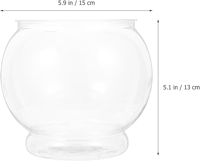 Alipis 3Pcs Plastic Fish Bowl, Clear Gold Fish Bowl Shatterproof Small Betta Fish Tank Desktop Round Aquarium Multi-Purpose Bowl for, Drinking, Candy Holder, Vase, L
