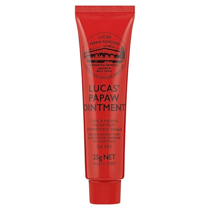 Lucas Papaw Ointment 25g - Soothing Lip and Skin Healing Balm with Fresh Fermented Carica Papaya, Natural Ingredients, Suitable for All Skin Types - Made in Australia