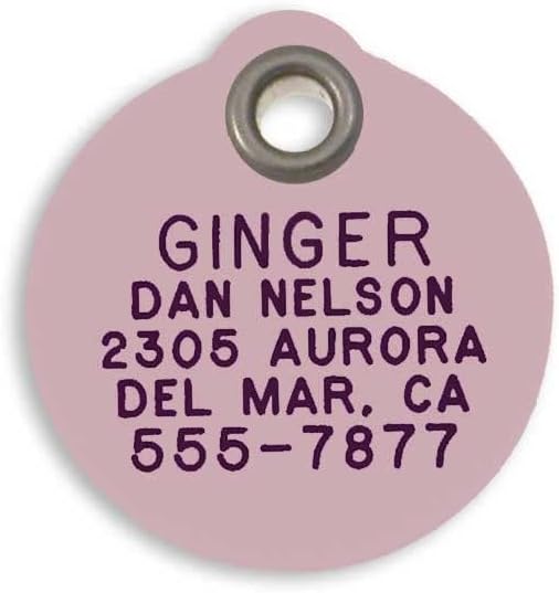 LuckyPet Plastic Pet ID Tags - Dog Personalized IDs - Durable Engraved Name Noiseless Tag - Suitable for Dogs and Cats - Outlasts Most Aluminum Tags - Large, Pink Round