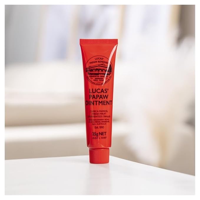 Lucas Papaw Ointment 25g - Soothing Lip and Skin Healing Balm with Fresh Fermented Carica Papaya, Natural Ingredients, Suitable for All Skin Types - Made in Australia