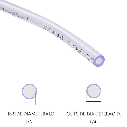 DERNORD PVC Tubing 1/8"ID X 1/4"OD Flexible Clear Vinyl Hose 50 Feet for Food Grade