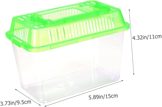 STOBOK Portable Fish Tank Handheld Aquarium 6X4X3.7 Inch Transparent Turtle Box Plastic Breeding Case with Handle for Small Pets Travel and Reptile Carrier