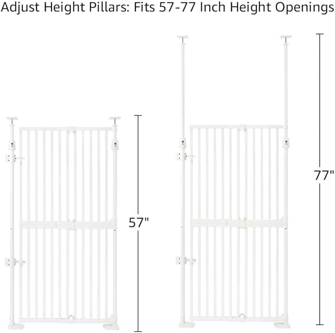 unipaws 57" H Pet Window Safety Guard, Fit for 21"-34" Wide Narrow Sapce, Auto Closing and No Drilling Cat Safety Gate, Cat Dog Proof, Indoor Use, White
