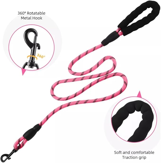 Dog Harness No Pull Adjustable Reflective,for Medium and Large Small Dog with Leash 59.06in (Fuscia, XS)