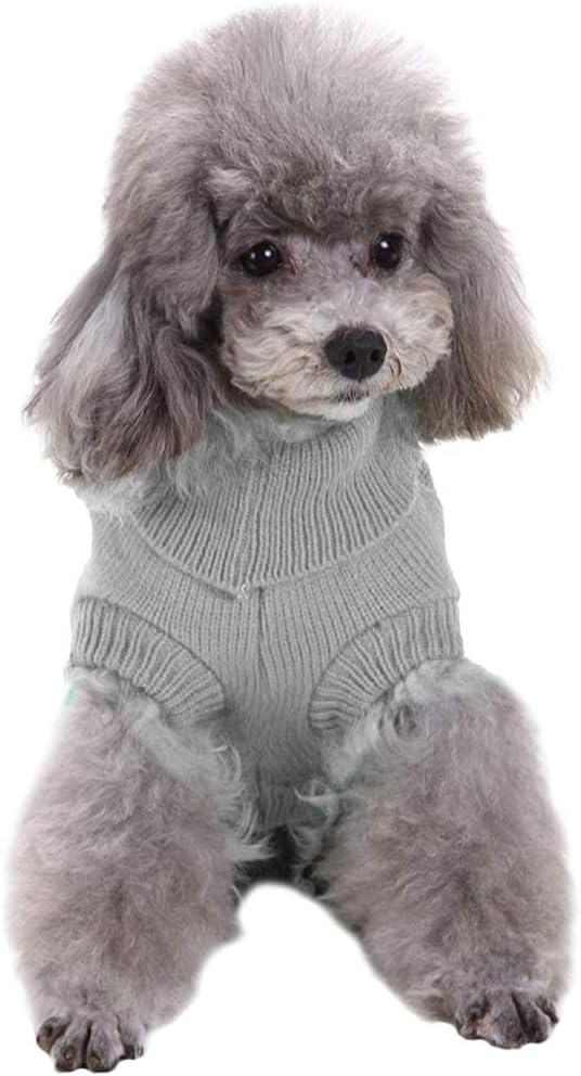 CHBORCHICEN Small Dog Sweaters Knitted Pet Cat Warm Dog Sweatshirt Winter Clothes Kitten Puppy Sweater (X-Small, Grey)