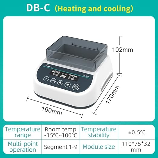 JOANLAB Dry Bath Incubator Digital Laboratory Thermostatic Dry Bath Heater with 1.5ml Heating Block (Heating&Cooling Function with 1.5ml*35 Block)