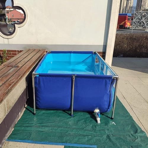 Flexible PVC Fish Breeding Water Tank with Steel Frame, Aquatic Pets Pool, Backyard Pond, Clear Viewing Window, Easy Assembly, 50x40x30cm - Ideal for Fish Lovers