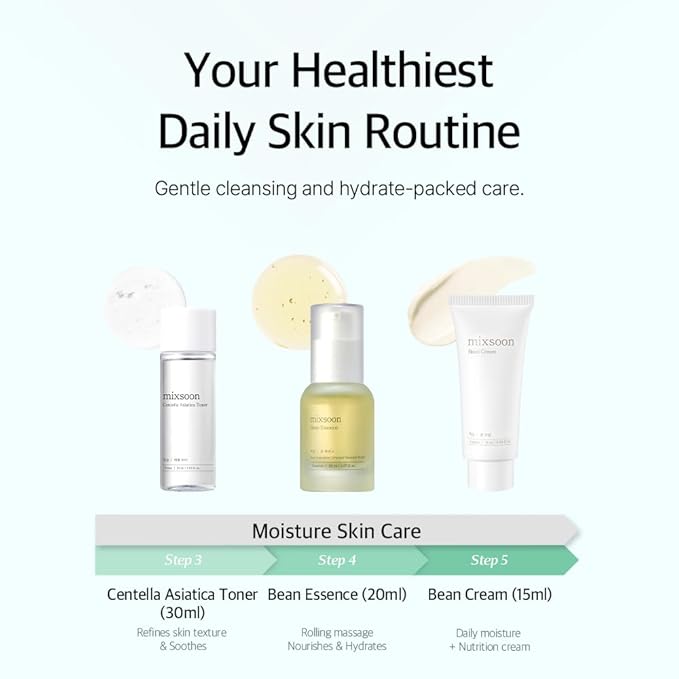 mixsoon Pure Glow Essentials Set - 5-Step Skincare Kit - Travel kit, Travel size kit, Hydrating Skincare Gift Set (15ml*1+20ml*3+30ml*1) Korean Glass Skin Care