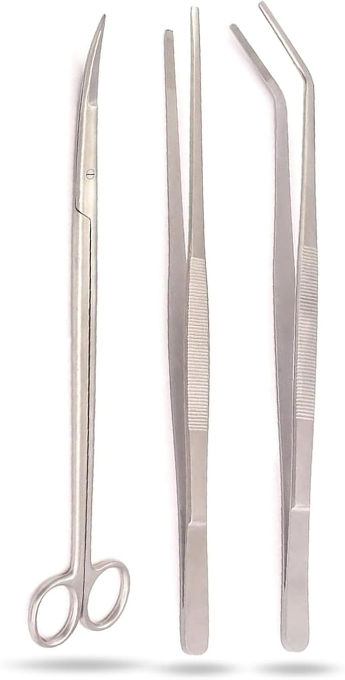 3 In 1 Aquarium Plant Tools, Stainless Steel Aquarium Aquascaping Kit Scissor Tweezers For Planted Fish Tank