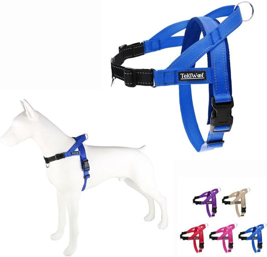 No Pull Dog Harness with Handle, Rear & Front Clip, Adjustable, Easy On/Off, Reflective, Lightweight & Mesh Padded, No Choke. for Small, Medium and Large Dogs (Blue-Black, Large)