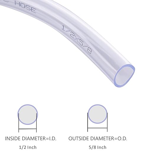 DERNORD PVC Tubing 1/2"ID X 5/8"OD Flexible Clear Vinyl Hose 25 Feet for Food Grade