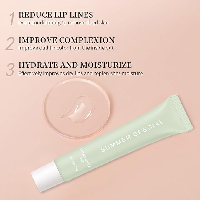 2Pcs Summer Lip Butter Lip Balm, Ultra-Hydrating Natural Vegan Lip Balm, Sheer-Tinted Shine & Hydration, Soothes & Softens Dry Lips Skincare, Bálsamo labial hidratante (#3+4#)