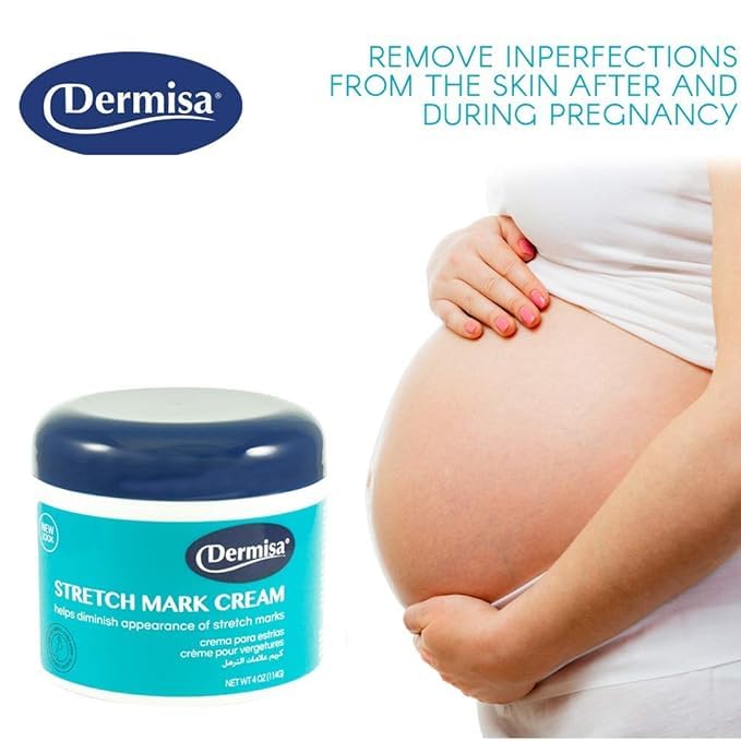 Dermisa Stretch Mark and Scar Cream with Cocoa Butter, Collagen, Elastin and Vitamin E - Intensive Body Moisturizer for Elasticity and Skin Repair - 4oz, Pack of 2