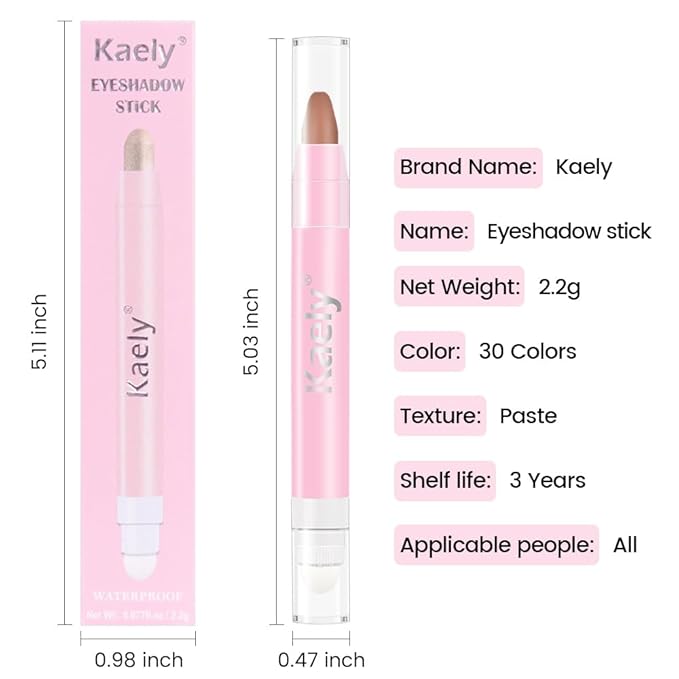 evpct 1Pcs Stone Matte Cream Eye Shadow Brightener Sticks for Eyes Waterproof Pigmented, Double Ended Cream Eyeshadow Stick Pencil Pen with Applicator, Eye Shadow Palette Highlighter Makeup 22