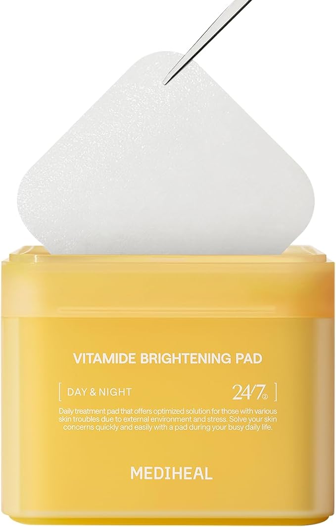 MEDIHEAL Toner Pads [Vitamide] - Radiance Boosting Pad for Clear, Illuminating Skin - Contains Niacinamide & Sea Buckthorn - Blemish Care, Skin Toning - Vegan Stretchable Fabric Pads (100 Count)