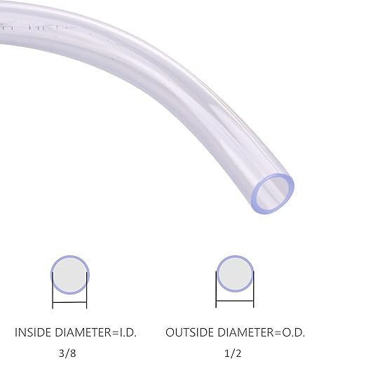 DERNORD PVC Tubing 3/8"ID X 1/2"OD Flexible Clear Vinyl Hose 50 Feet for Food Grade