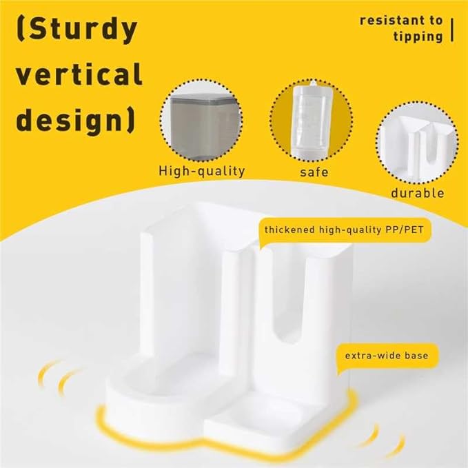 Hamster Water Bottle Standing Guinea Pig Water Dispenser with No Drip 2 in 1 Small Animal Automatic Food Bowl for Cage Accessories for Chinchilla Ferret (Yellow, 5.91 in X 4.13 in X 4.33 in)